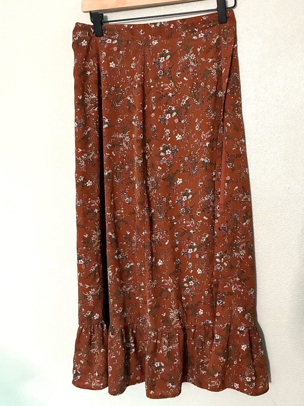 LoveRiche Floral Tiered Midi Skirt Womens Small Boho